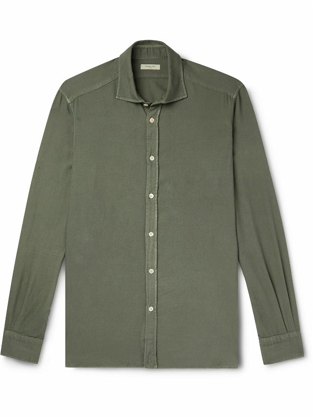 Photo: Boglioli - Cutaway-Collar Garment-Dyed Twill Shirt - Green