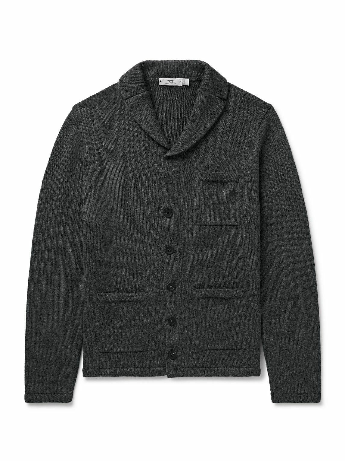 Inis Meáin - New Pub Jacket Wool and Linen-Blend Cardigan - Gray