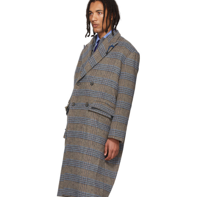 ADER error Brown and Blue Wool Sherlock Double Coat ADER error