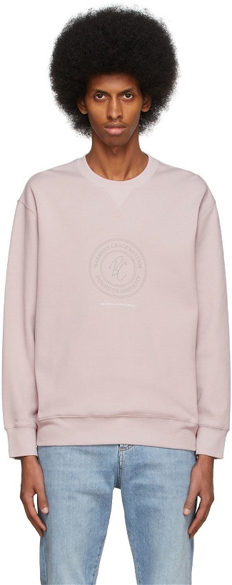 Photo: Brunello Cucinelli Pink Techno Cotton Print Sweatshirt
