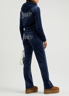 Juicy Couture Madison Hooded Velour Sweatshirt Dark Blue
