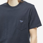 Maison Kitsuné Men's Navy Fox Patch Classic T-Shirt in Black