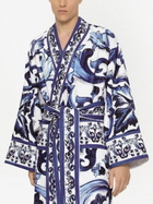 Dolce & Gabbana Blue Majolica Cotton Robe