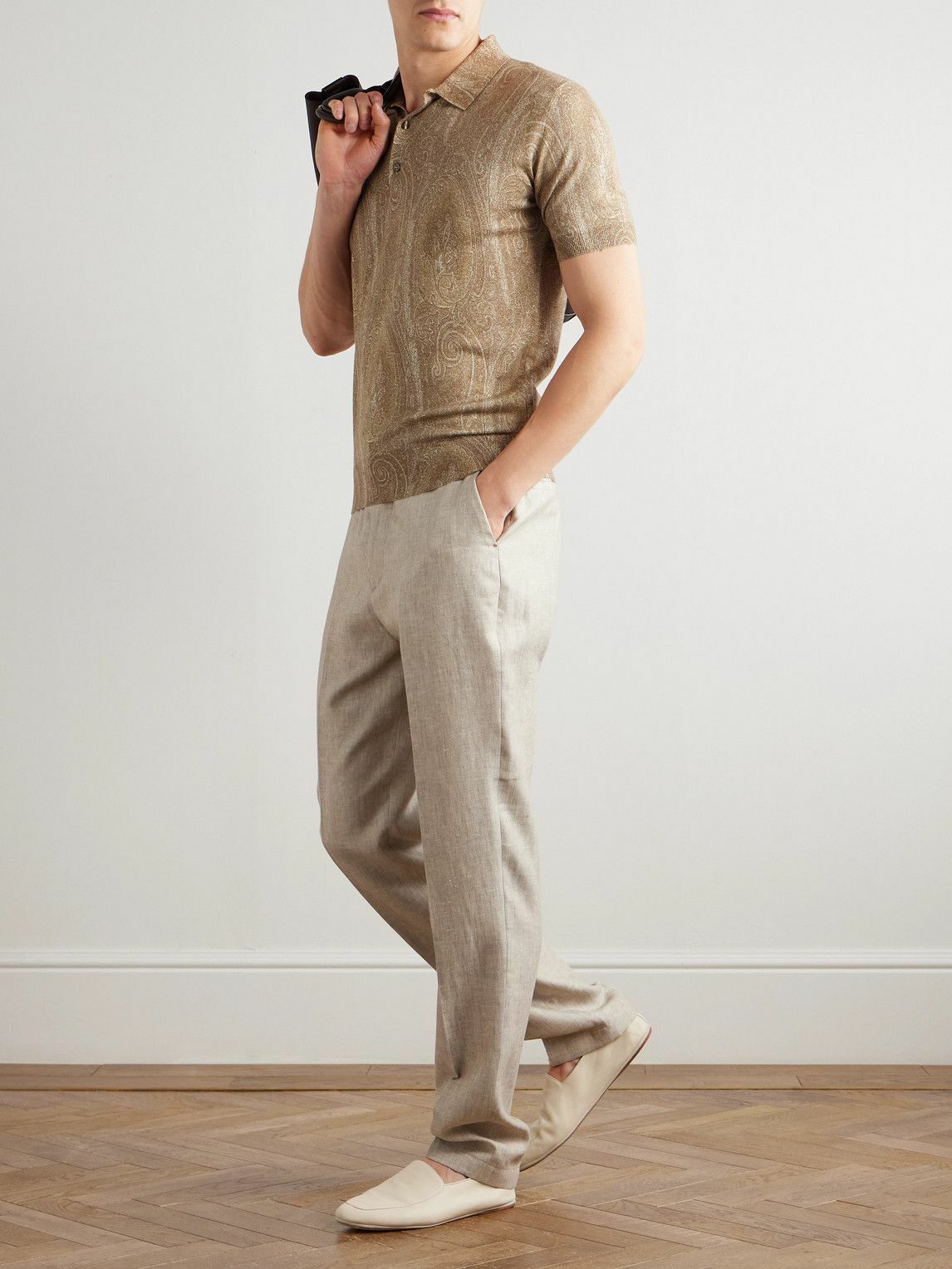 Etro - Tapered Linen and Wool-Blend Trousers - Neutrals