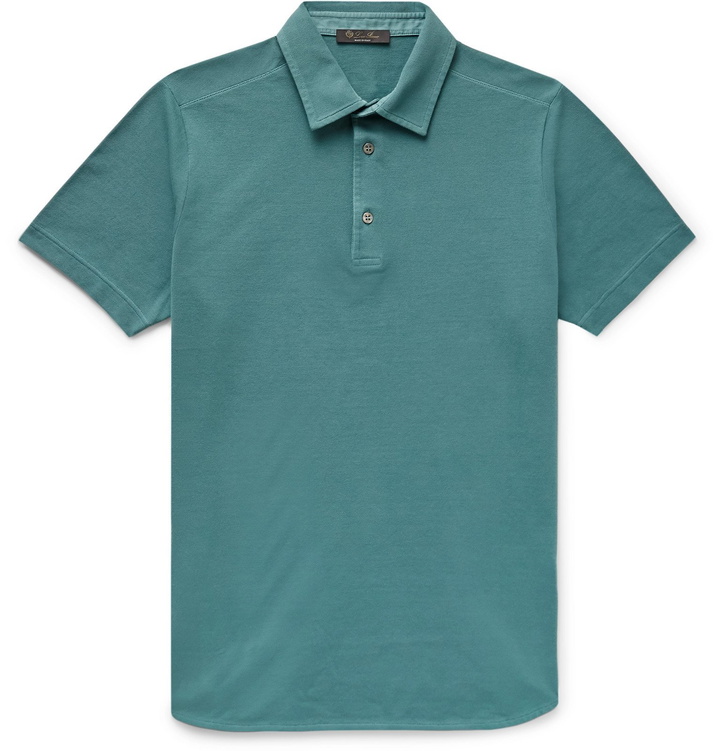 Photo: Loro Piana - Cotton-Piqué Polo Shirt - Blue