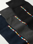 Paul Smith - Pack of Three Striped Organic Cotton-Blend Socks