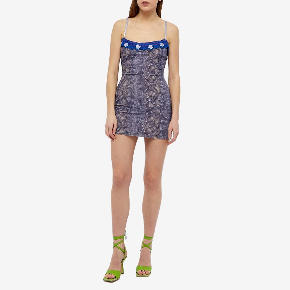 Danielle Guizio Women's Mesh Mini Dress in Snakeskin Danielle Guizio