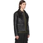 AMI Alexandre Mattiussi Black Leather Blouson Jacket
