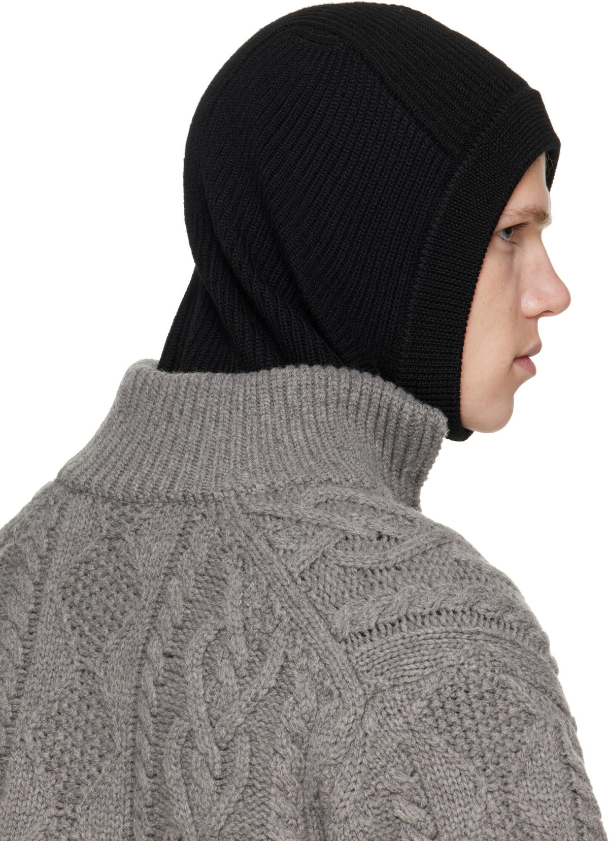 Rier Black Wool Balaclava