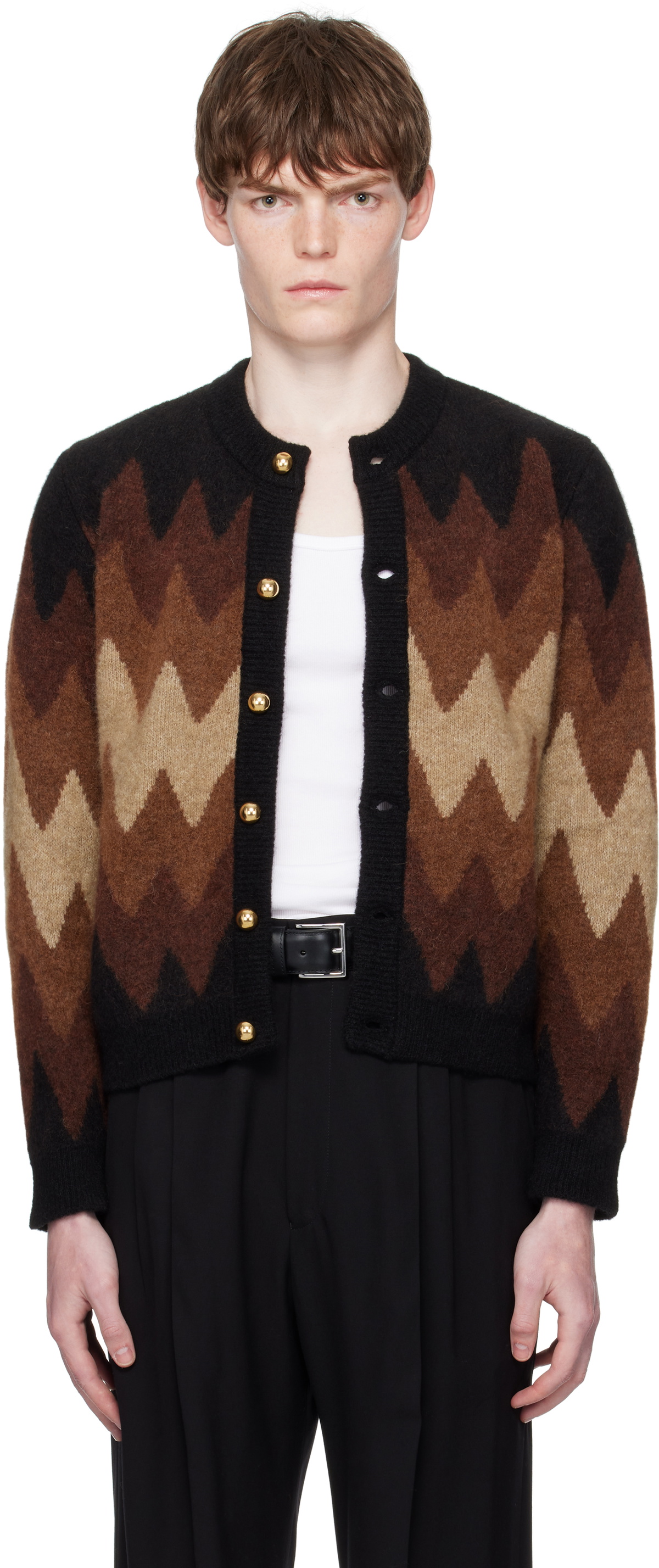 ERNEST W.BAKER チェックカーディガン　CHECK CARDIGAN Ernest W. Baker Black & Gold Check Cardigan Ernest W. Baker