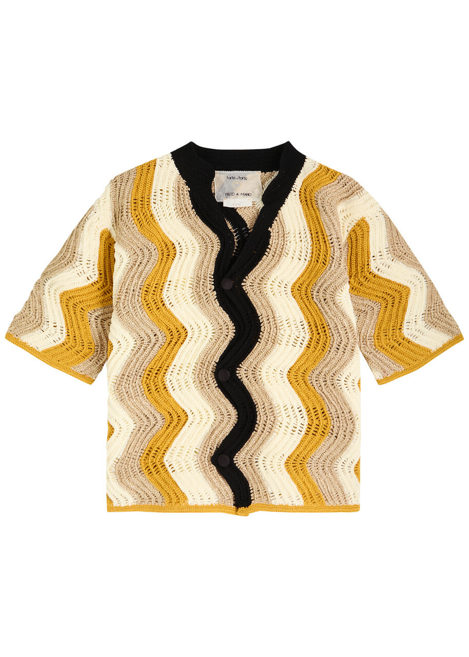 Forte_forte Crotchet Cotton-blend Cardigan Beige