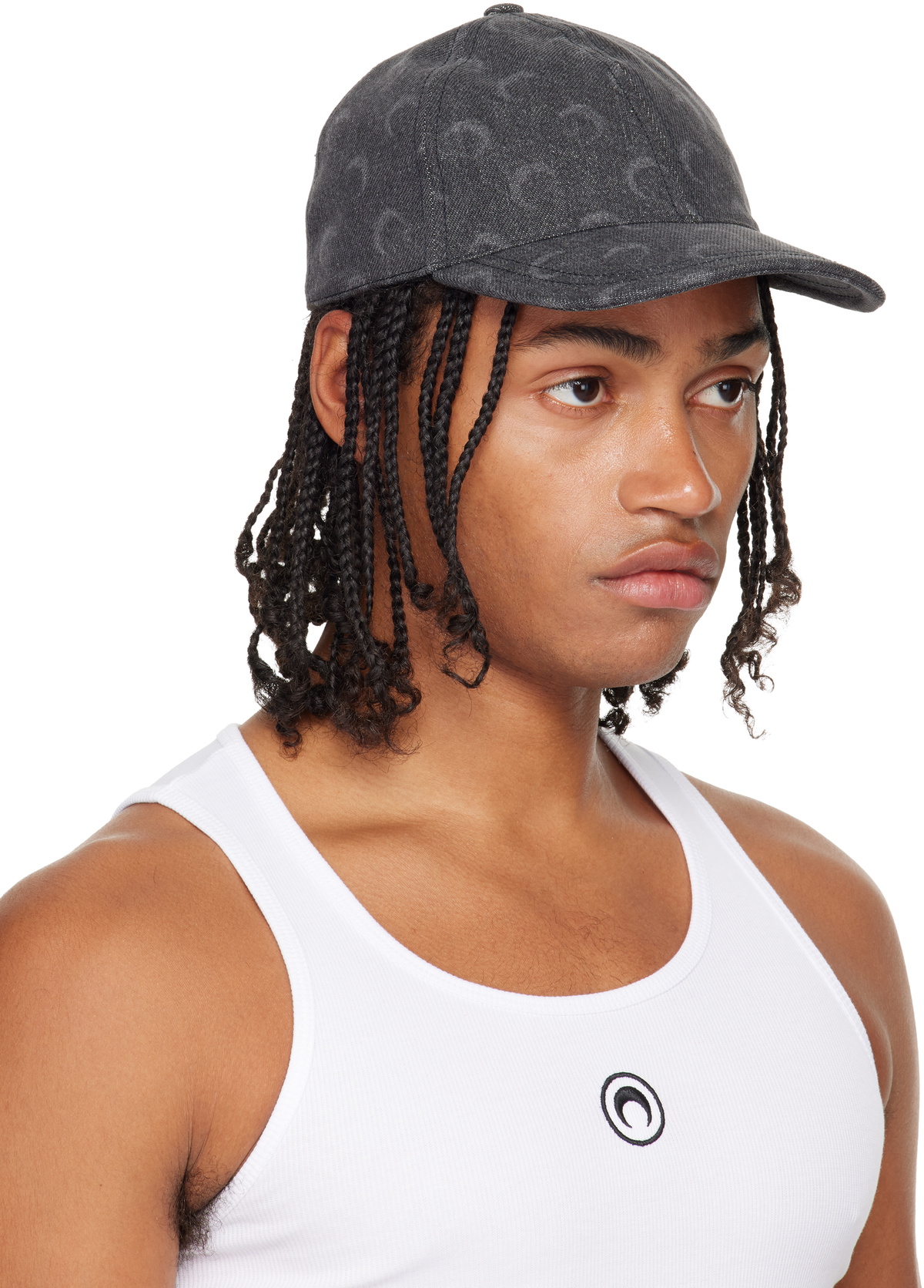 Marine Serre Gray Moon Laser Denim Baseball Cap