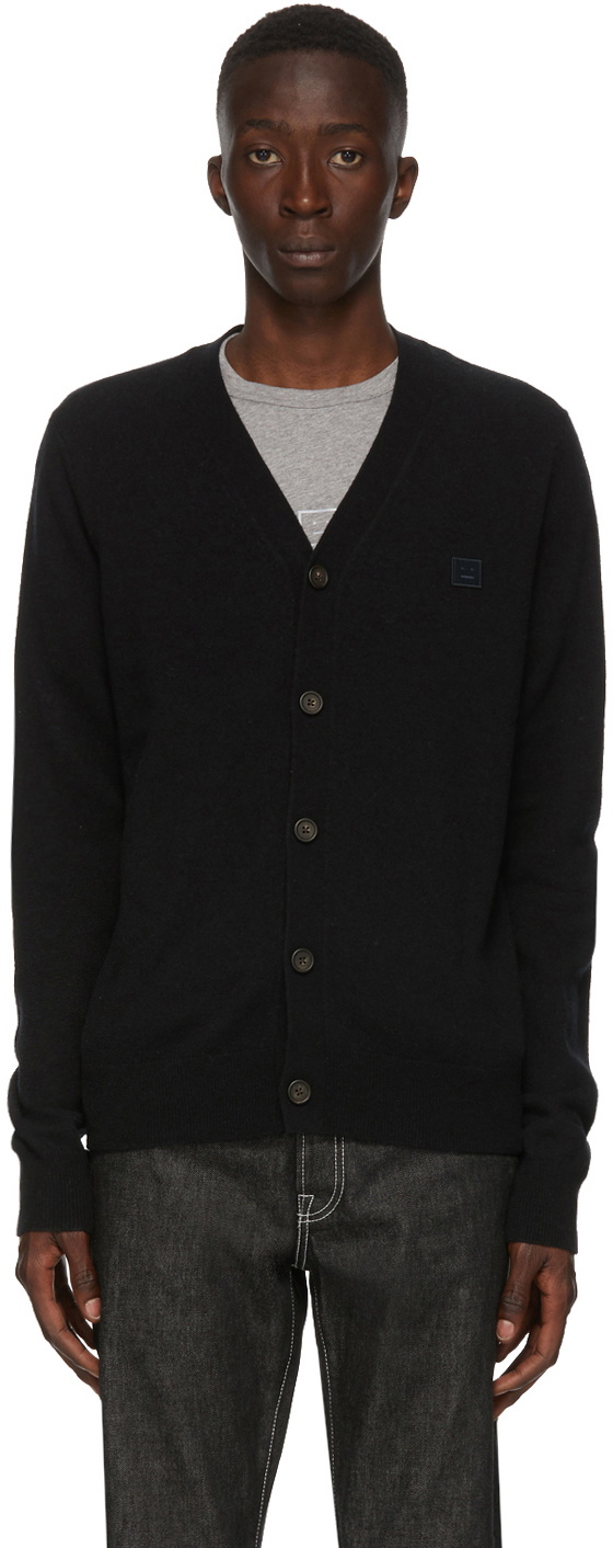 Acne Studios Black V-Neck Patch Cardigan Acne Studios