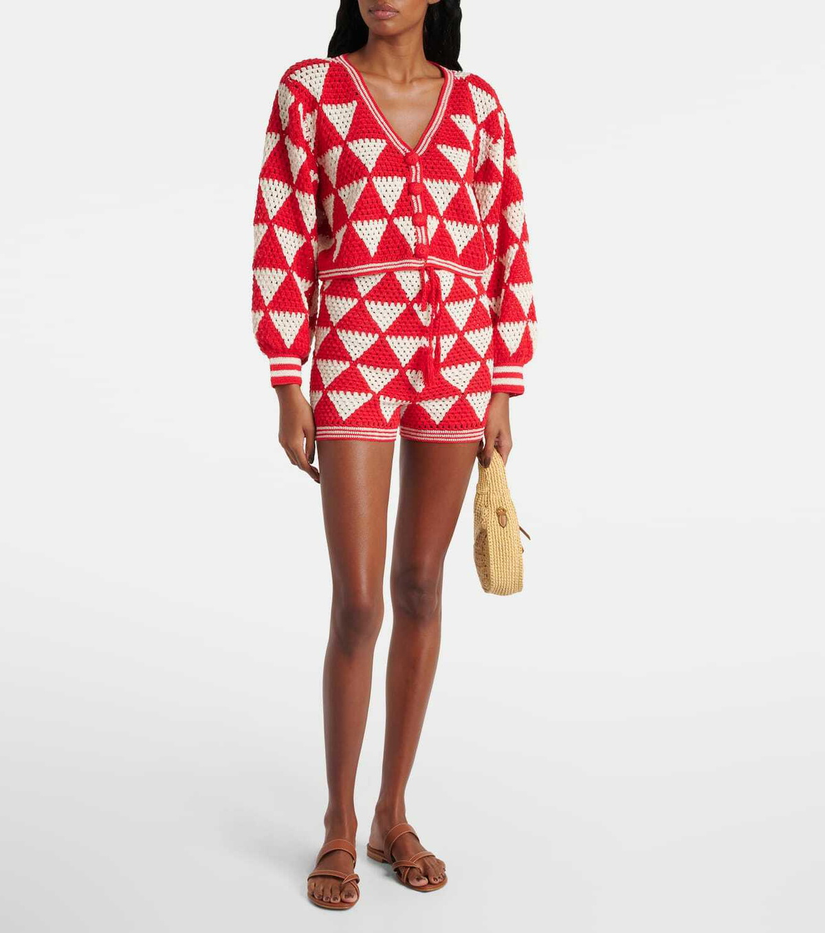 Anna Kosturova Malia crochet high-rise cotton shorts