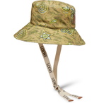 Loewe - Paula's Ibiza Leather-Appliquéd Printed Cotton-Canvas Bucket Hat - Green