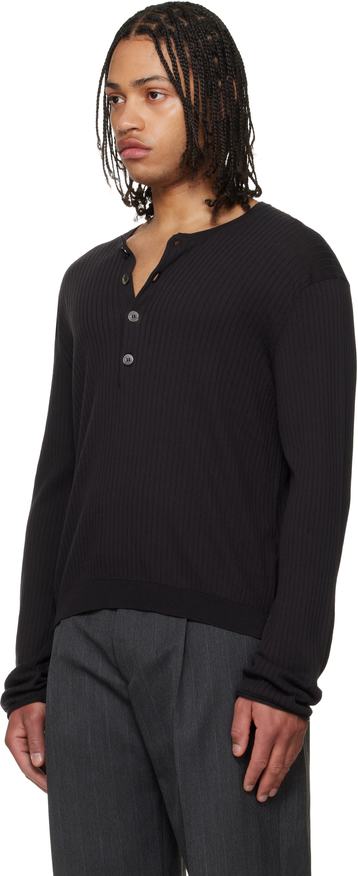 OUR LEGACY Navy Fine Henley