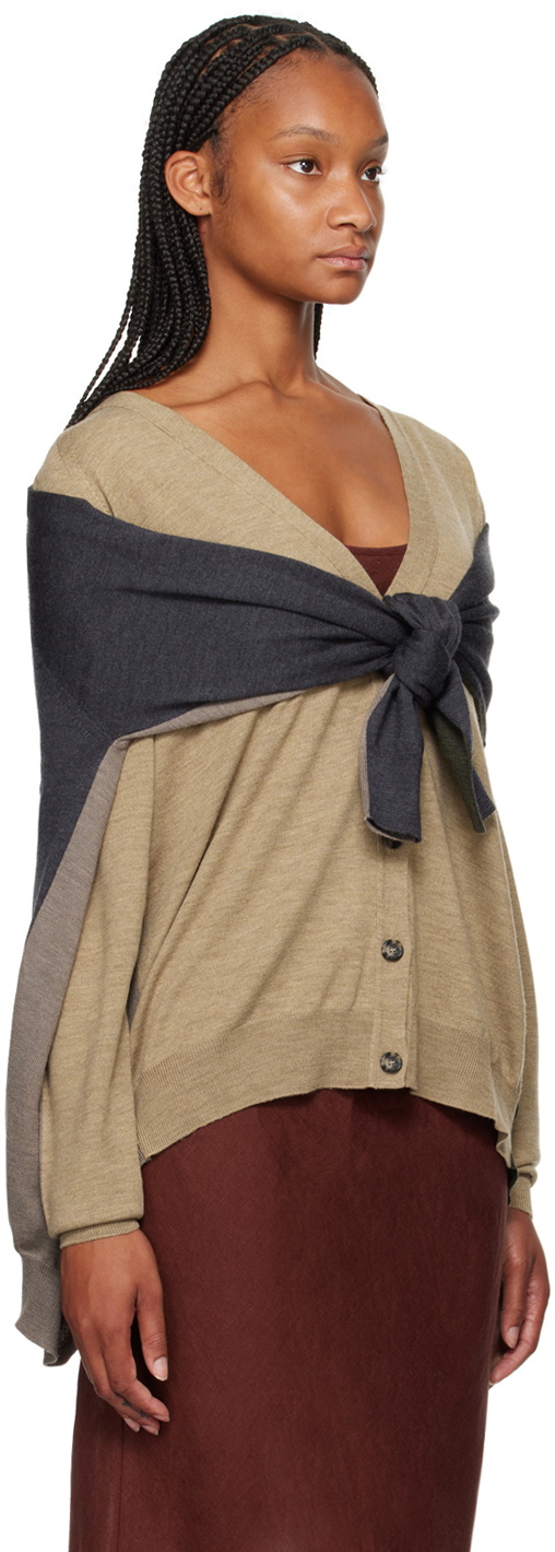 Moschino Beige & Gray Layered Cardigan