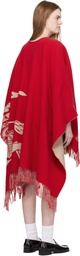 Burberry Red EKD Wool Cashmere Cape
