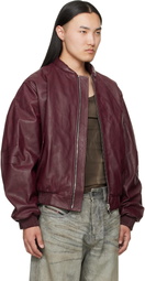 424 Red Leather Bomber Jacket