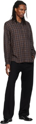 Solid Homme Brown Cupro Check Shirt