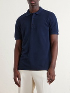 TOM FORD - Slim-Fit Lyocell and Cotton-Blend Piqué Polo Shirt - Blue