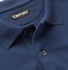 TOM FORD - Garment-Dyed Cotton-Piqué Polo Shirt - Blue