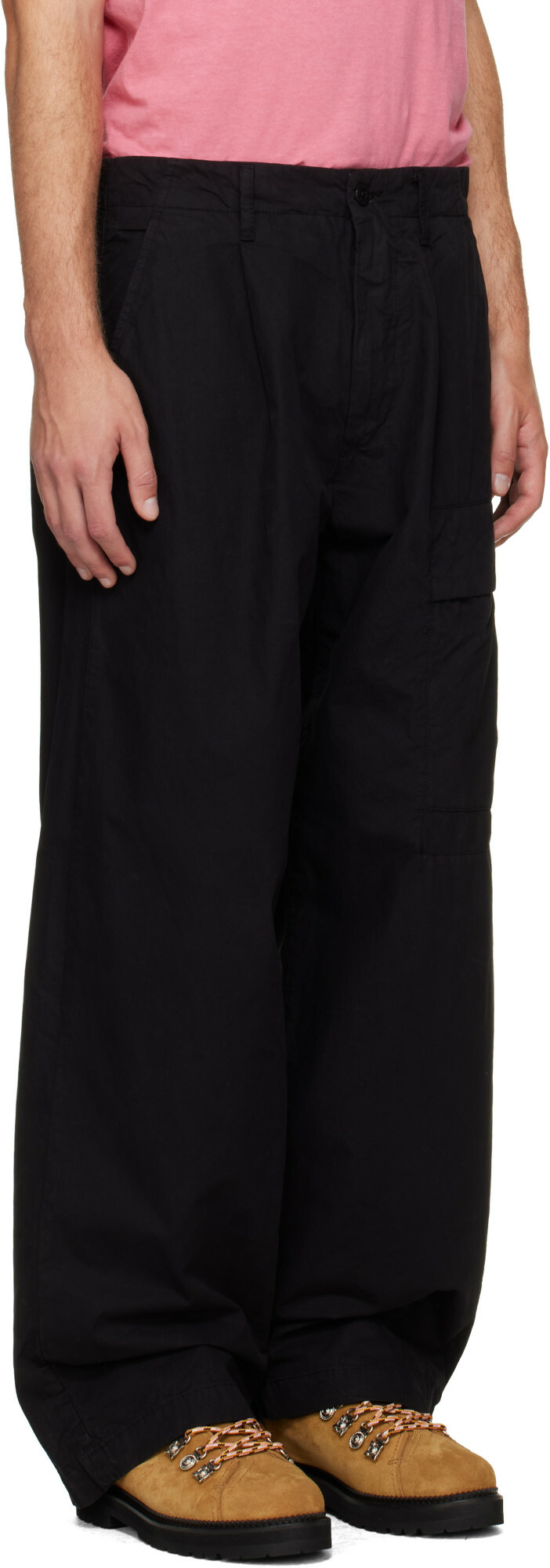 C.P. Company Black Micro-Reps Boxy Pleats Cargo Pants