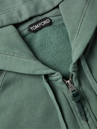 TOM FORD - Garment-Dyed Cotton-Jersey Zip-Up Hoodie - Green