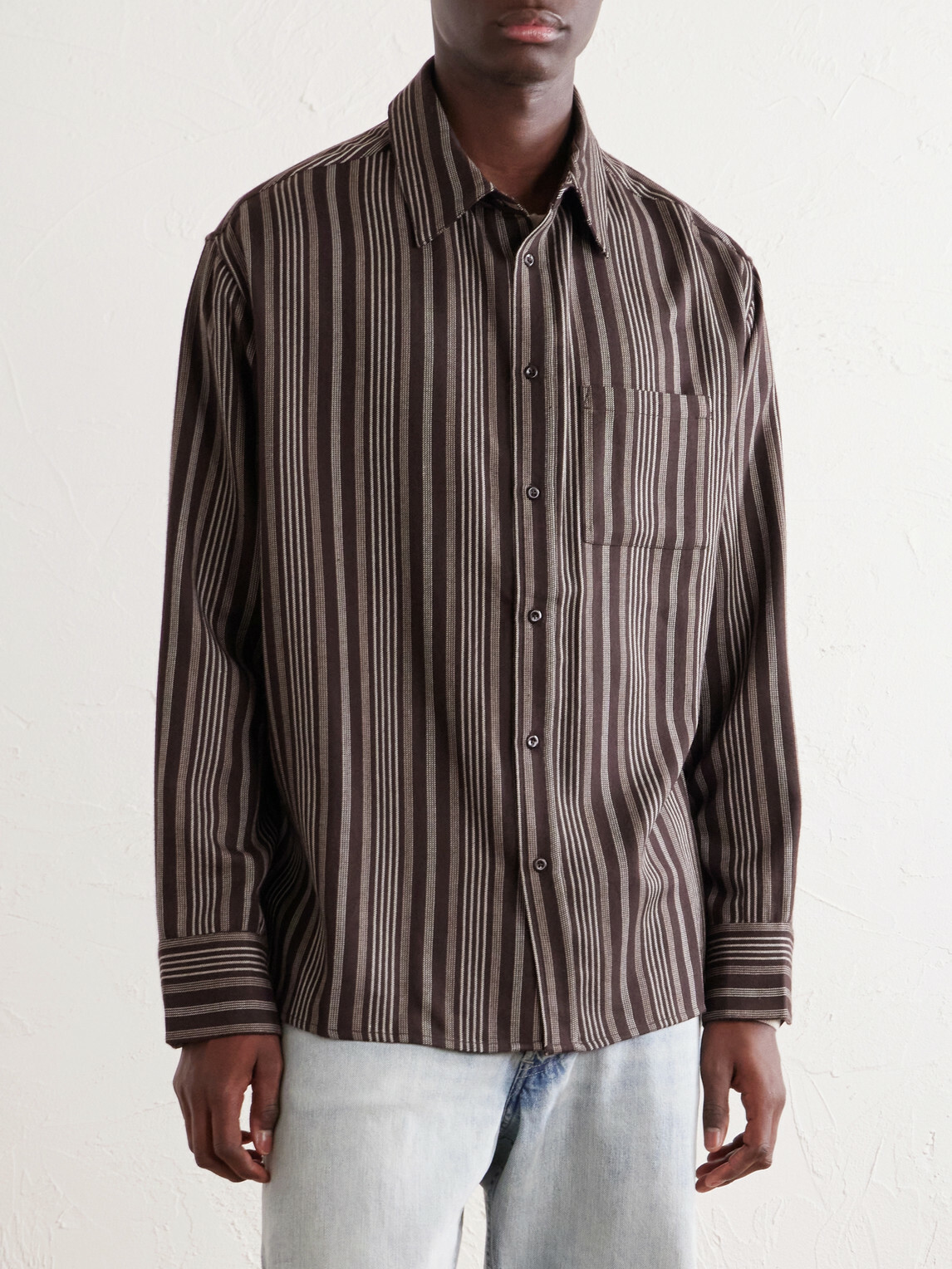 The Elder Statesman - Striped Wool and Cashmere-Blend Shirt - Brown