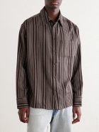 The Elder Statesman - Striped Wool and Cashmere-Blend Shirt - Brown
