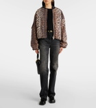 Ganni Leopard-print canvas bomber jacket
