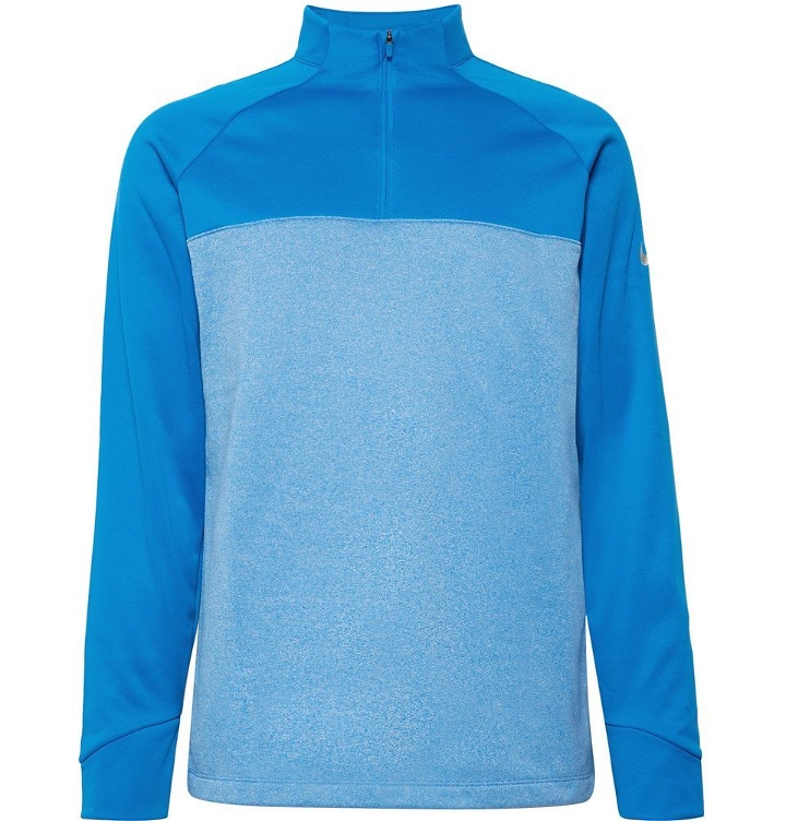 Photo: Nike Golf - Therma Core Fleece-Back Jersey Half-Zip Golf Top - Blue