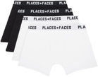 PLACES+FACES Four-Pack Black & White Rib Boxers