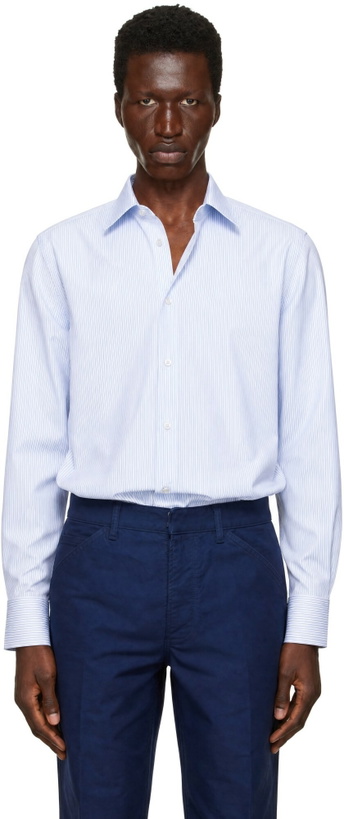 Photo: TOM FORD Blue Striped Classic Fit Shirt