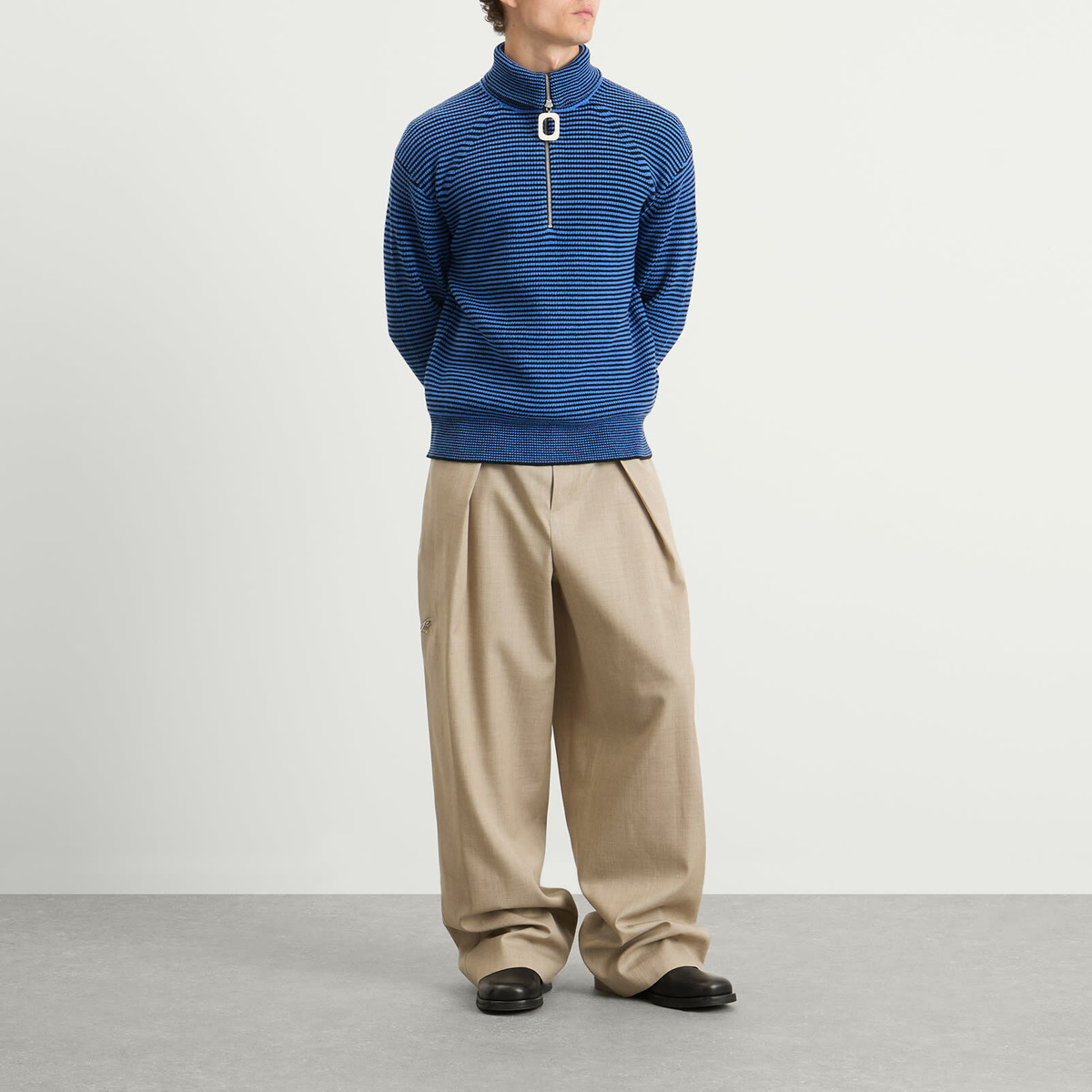 JW Anderson Men's Half Zip Jumper in Blue/Black JW Anderson