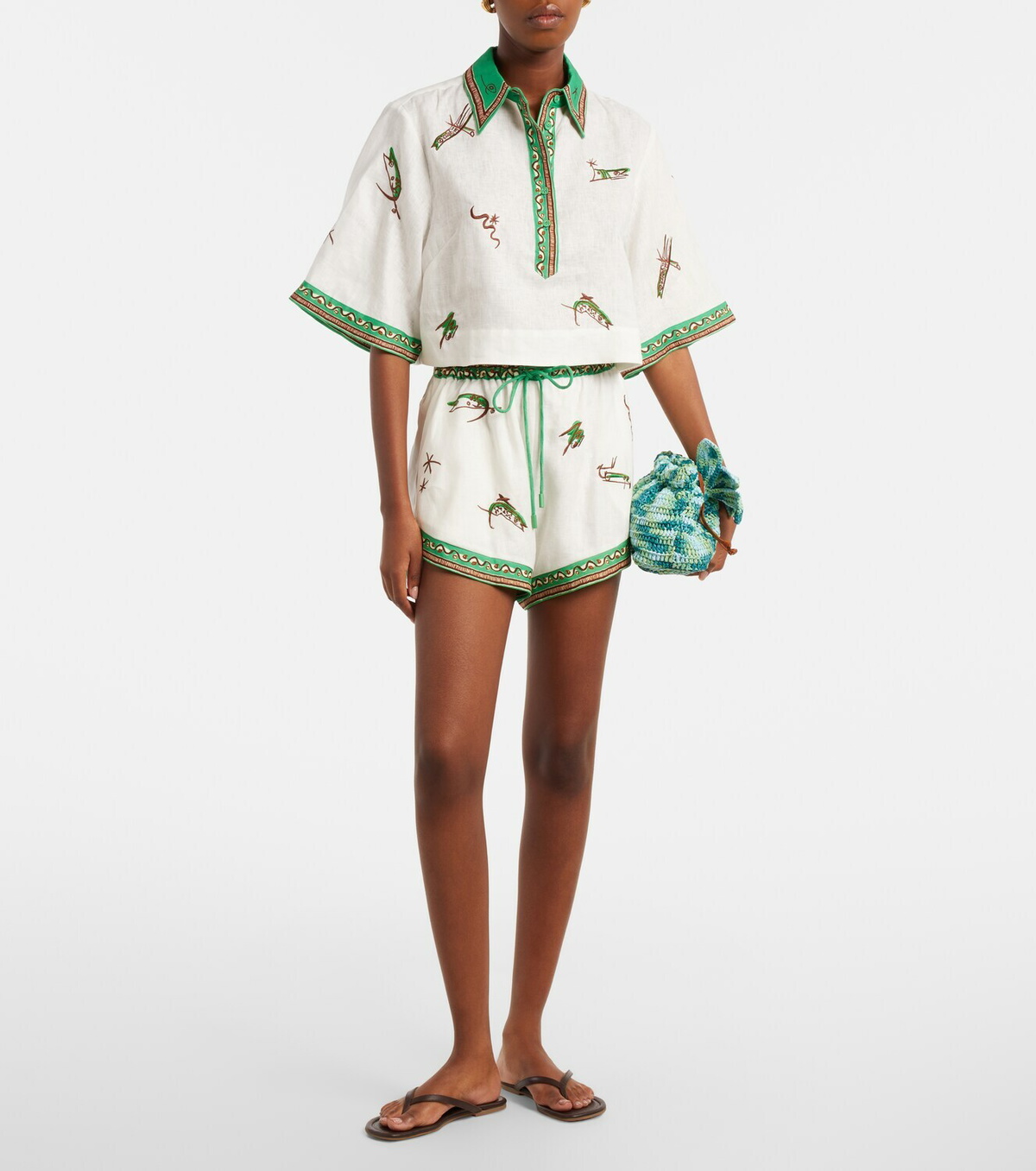 Alémais Wanda embroidered linen shorts