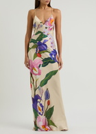 Borgo DE Nor Olive Floral-print Satin Maxi Dress Multicoloured