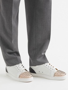 Christian Louboutin - Louis Junior Spikes Cap-Toe Leather Sneakers - White