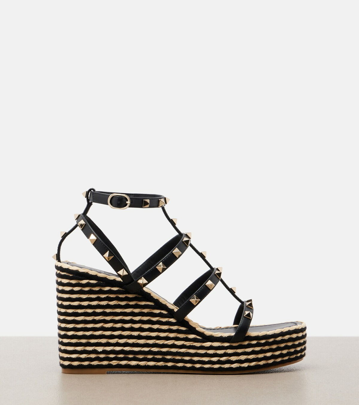 Valentino Garavani Rockstud leather espadrille wedges