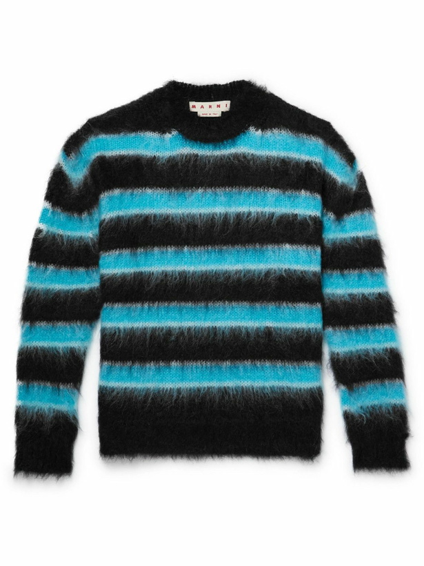 Photo: Marni - Striped Mohair-Blend Sweater - Black