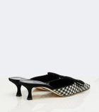 Manolo Blahnik Maysalebi houndstooth suede-trimmed mules