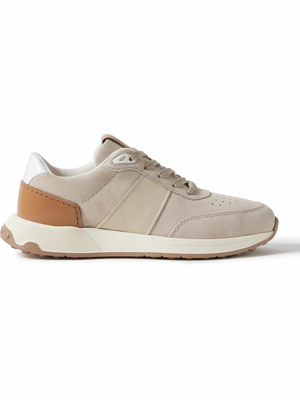 Photo: Tod's - Leather-Trimmed Suede Sneakers - Neutrals