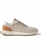 Tod's - Leather-Trimmed Suede Sneakers - Neutrals