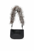 Diesel 1DR Twin-Double-pouch shoulder bag in embossed leather - Shoulder Bags Womens in Black