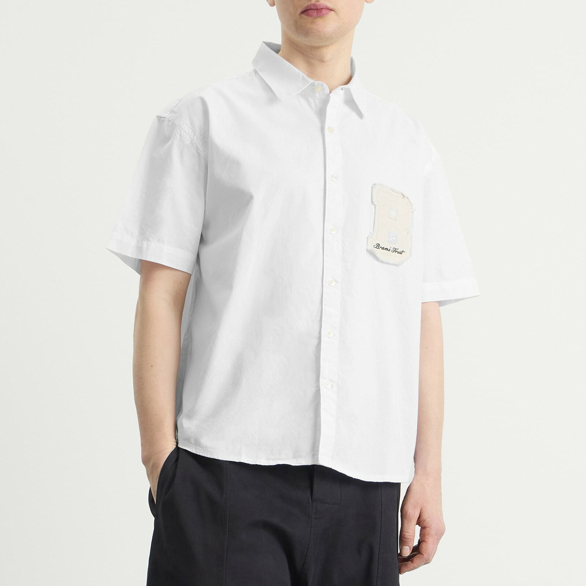 Bram's Fruit Men's Shortsleeve Varsity Shirt in White