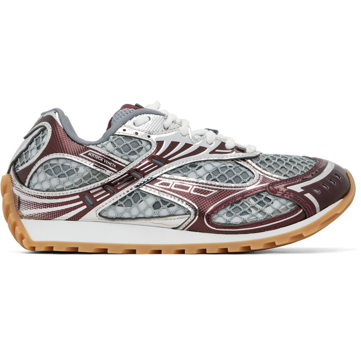 Photo: Bottega Veneta Burgundy & Silver Orbit Sneakers