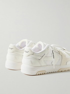 Off-White - Out of Office Suede-Trimmed Leather and Mesh Sneakers - Silver