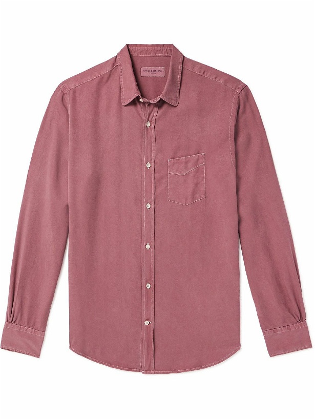 Photo: Officine Générale - Lipp Garment-Dyed Lyocell Shirt - Red