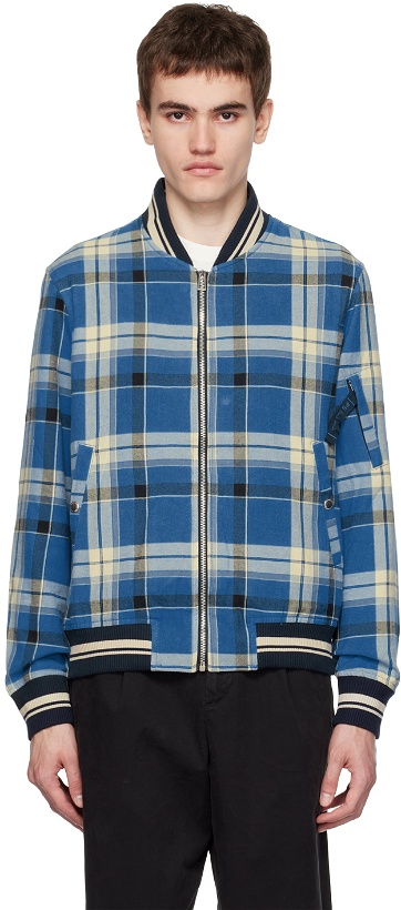 Photo: PS by Paul Smith Blue Check Bomber Jacket