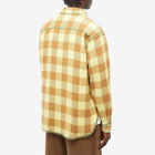 Awake NY Men's Contrast Stitch Flannel Shirt in Yellow/Brown